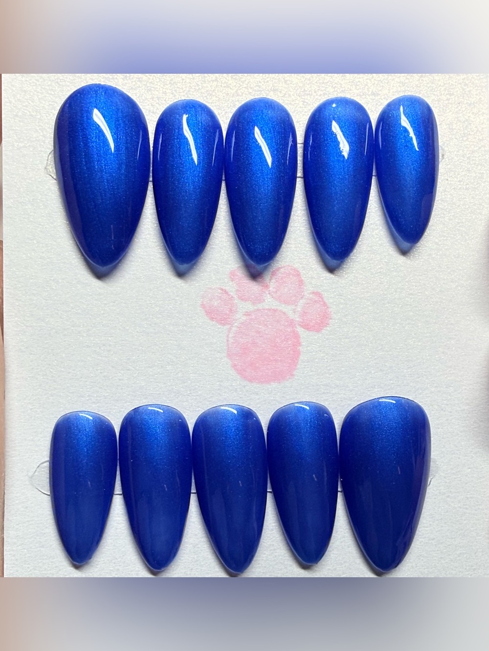 Electric Blue Shimmer Nail Tips - Stylish Accessory medium almond Size medium